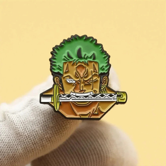 Green sword enamel one piece Luffy manga pins anime manga pop Zoro otaku mens gi - Picture 3 of 7